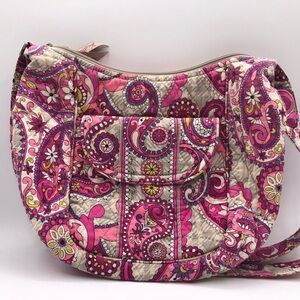 Vera Bradley Quilted Pink Paisley Crossbody Flap Hipster Purse Shoulder Bag